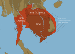 Laos - mapy - Khmer_Empire_Expansion_cropped1. Imperium Khmerów 802 - 1431 r.n.e.png